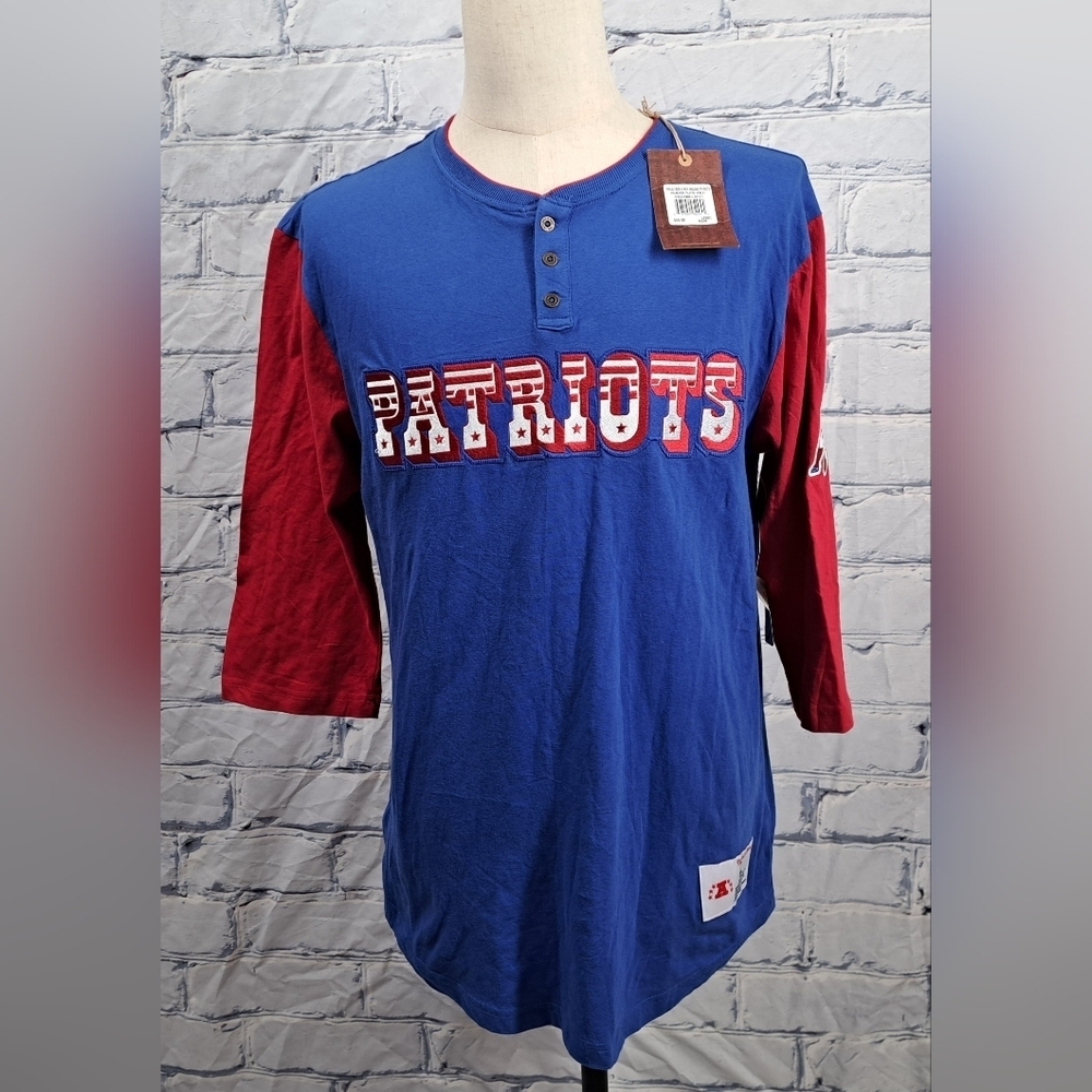 NWT Mitchell & Ness New England Patriots Franchise Player Henley Shirt NFL Large